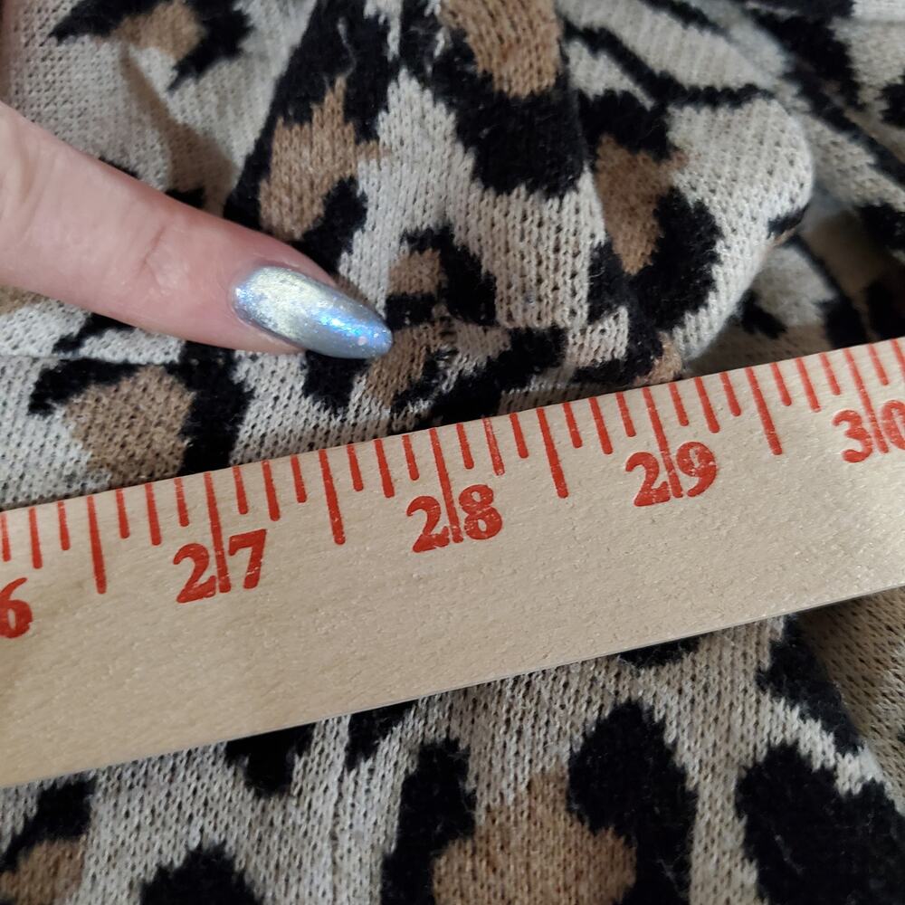 Croft & Barrow Leopard Animal Print Knit Open Cardigan Sweater Size 2X Neutral - Picture 8 of 9